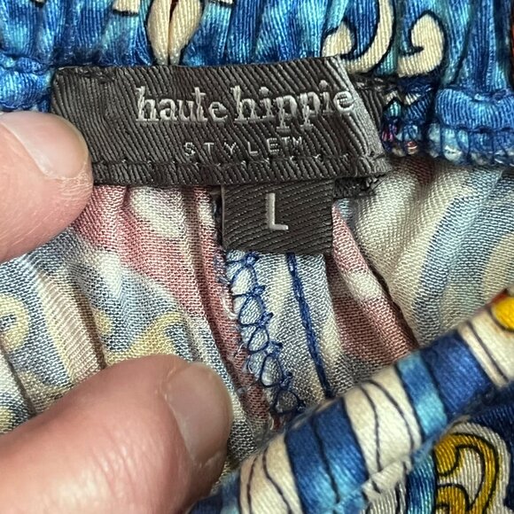 Haute Hippie Palazzo Pants Large Colorful Geometric Ethnic Print Boho Pockets - Picture 7 of 8